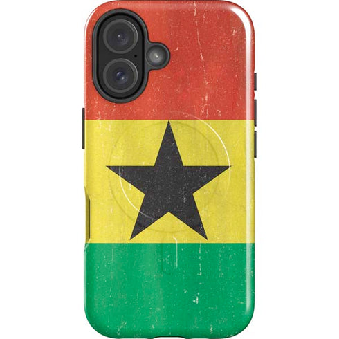 Ghana Flag Distressed iPhone 16 Magsafe Impact Case